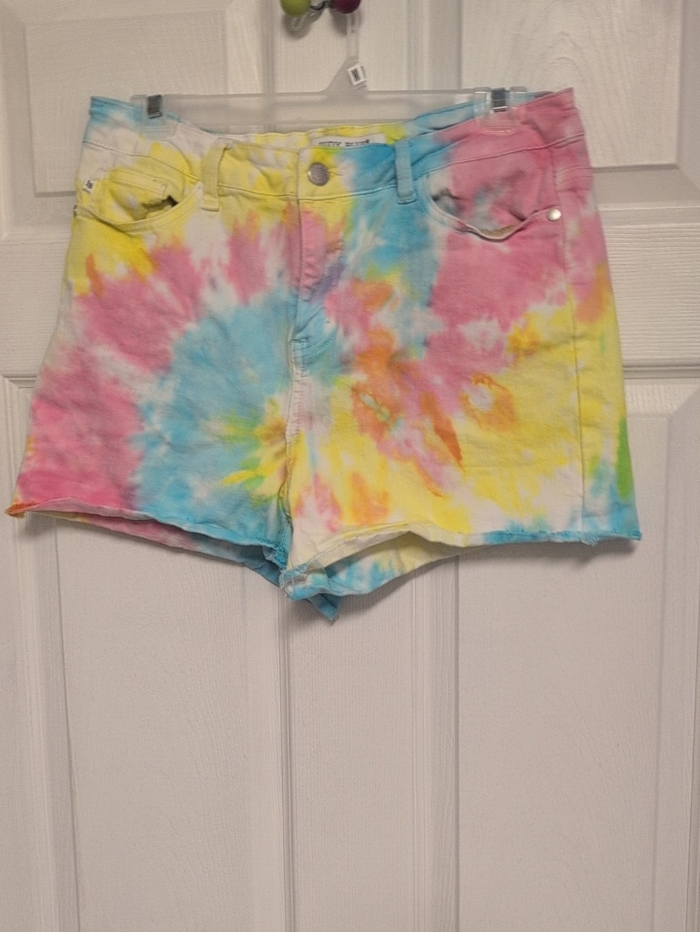 Judy Blue Pastel Tie-Dye Denim Shorts - Pink, Yellow & Blue